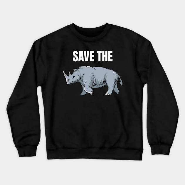 Save Rhinos (Rhino) Crewneck Sweatshirt by fromherotozero